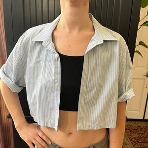 Crop Top - Cropped Button Down Shirt - Wide top / blouse summer shirt